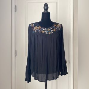Xhilaration Black Tank Top With Lace Front Detail